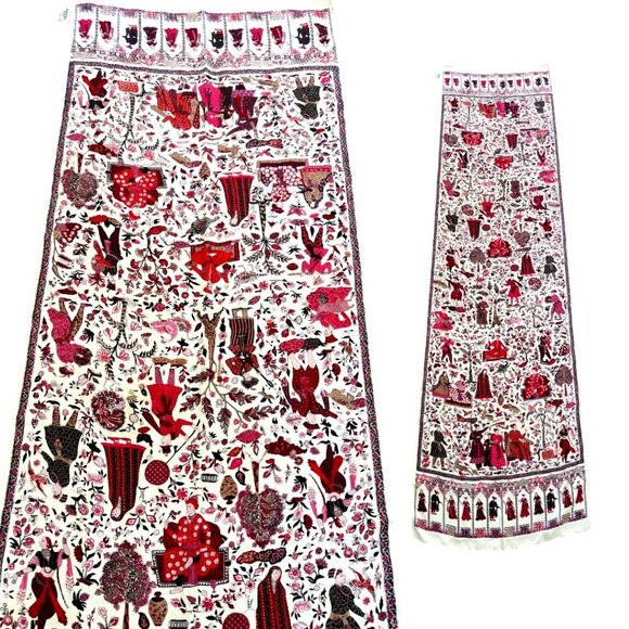 HUGE RARE ROECKL‎ ASIAN EASTERN INSPIRED ARTWORK 100% SILK SCARF MADE IN ITALY - Picture 1 of 5